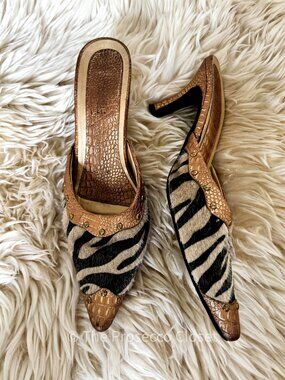 Y2K Vintage Zebra Mule Heel Slip on Pumps (8)
